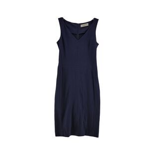 MM Lafleur Womens Dress SZ 4 Stretch Ponte Knit Sleeveless Navy Blue Knee Length